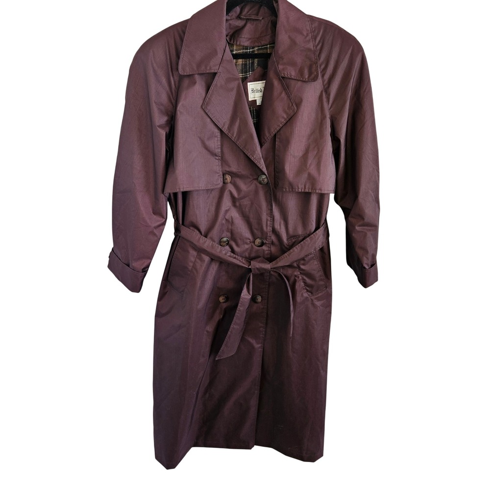 British Mist Woman Size 14 Trench Coat With Zip Out  Lining Belted Classic Brown